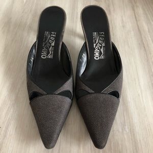 {Salvatore Ferragamo} kitten heel slides